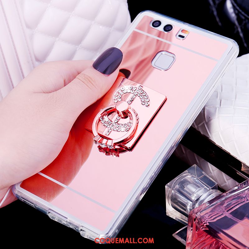 Étui Huawei P9 Plus Anneau Téléphone Portable Luxe, Coque Huawei P9 Plus Or Rose Ornements Suspendus