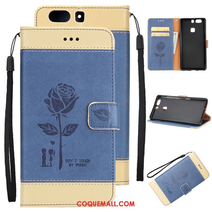 Étui Huawei P9 Plus Carte Protection Étui En Cuir, Coque Huawei P9 Plus Incassable Rose