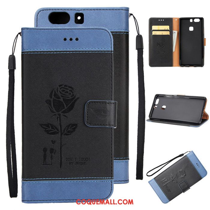 Étui Huawei P9 Plus Carte Protection Étui En Cuir, Coque Huawei P9 Plus Incassable Rose