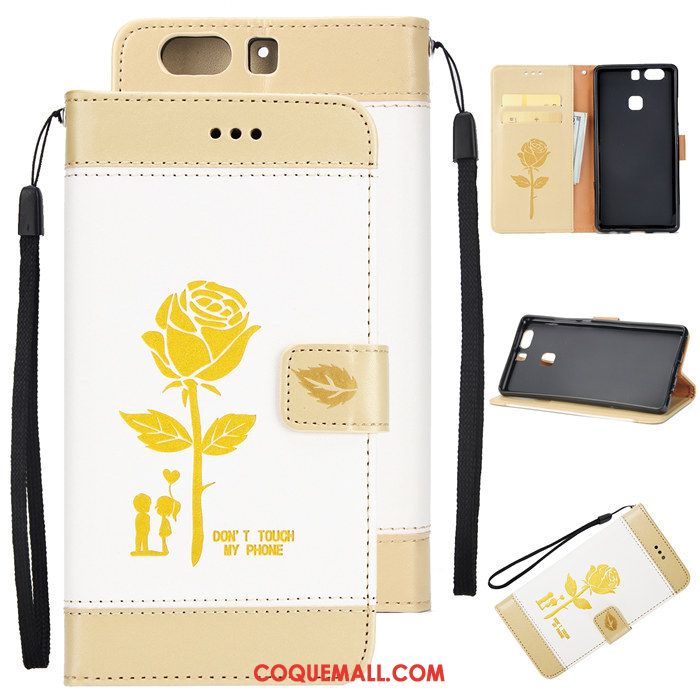 Étui Huawei P9 Plus Carte Protection Étui En Cuir, Coque Huawei P9 Plus Incassable Rose