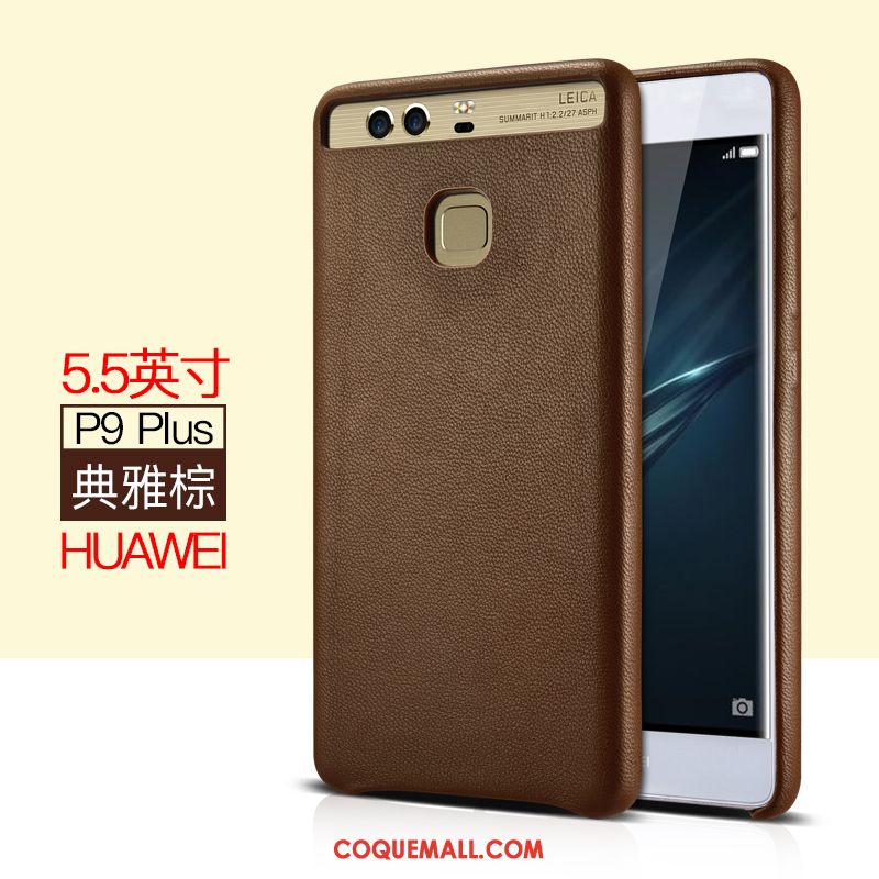 Étui Huawei P9 Plus Cuir Véritable Racé Incassable, Coque Huawei P9 Plus Protection Business Braun