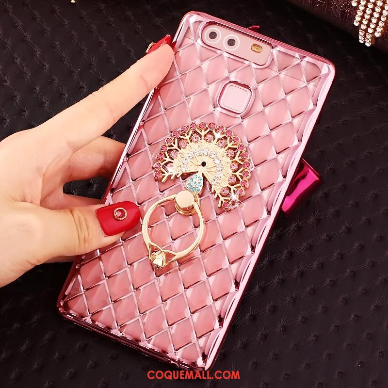 Étui Huawei P9 Plus Incassable Protection Noir, Coque Huawei P9 Plus Silicone Fleurs