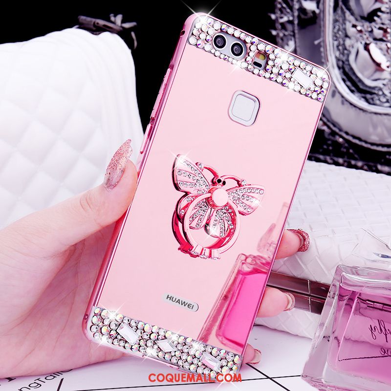 Étui Huawei P9 Plus Incassable Téléphone Portable Or Rose, Coque Huawei P9 Plus Strass Métal