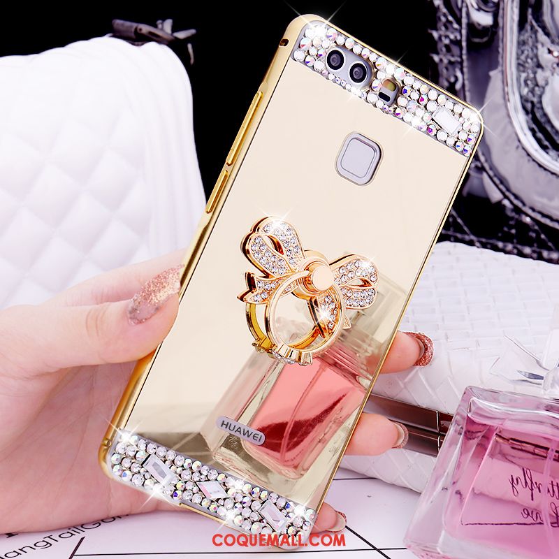 Étui Huawei P9 Plus Incassable Téléphone Portable Or Rose, Coque Huawei P9 Plus Strass Métal