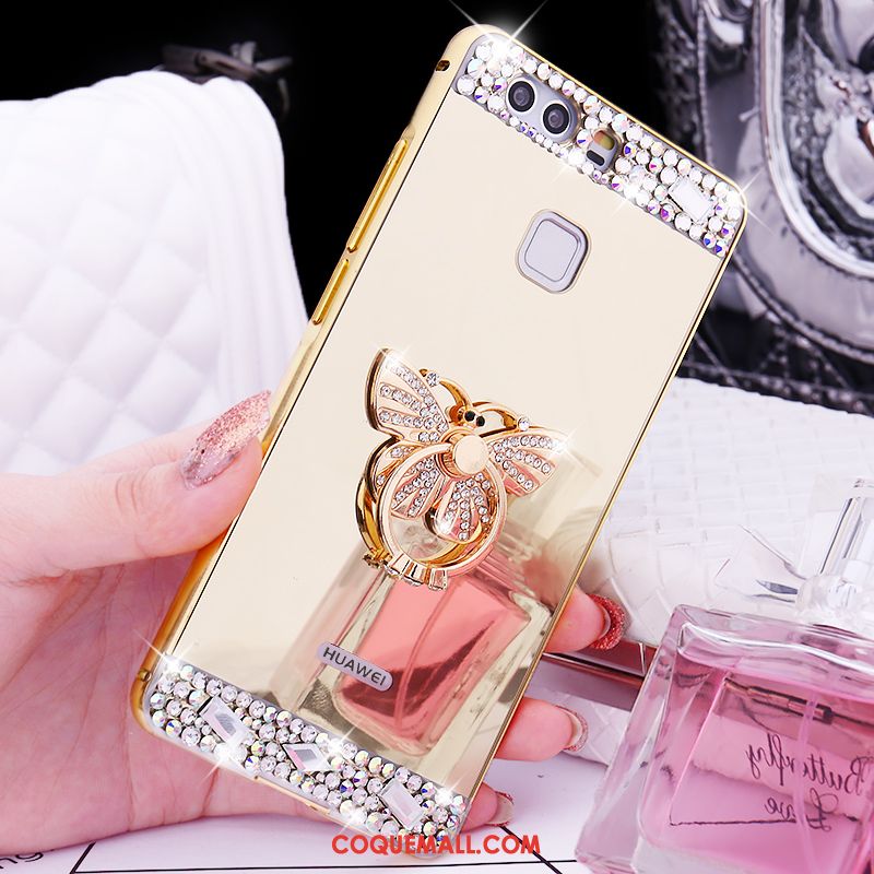 Étui Huawei P9 Plus Incassable Téléphone Portable Or Rose, Coque Huawei P9 Plus Strass Métal