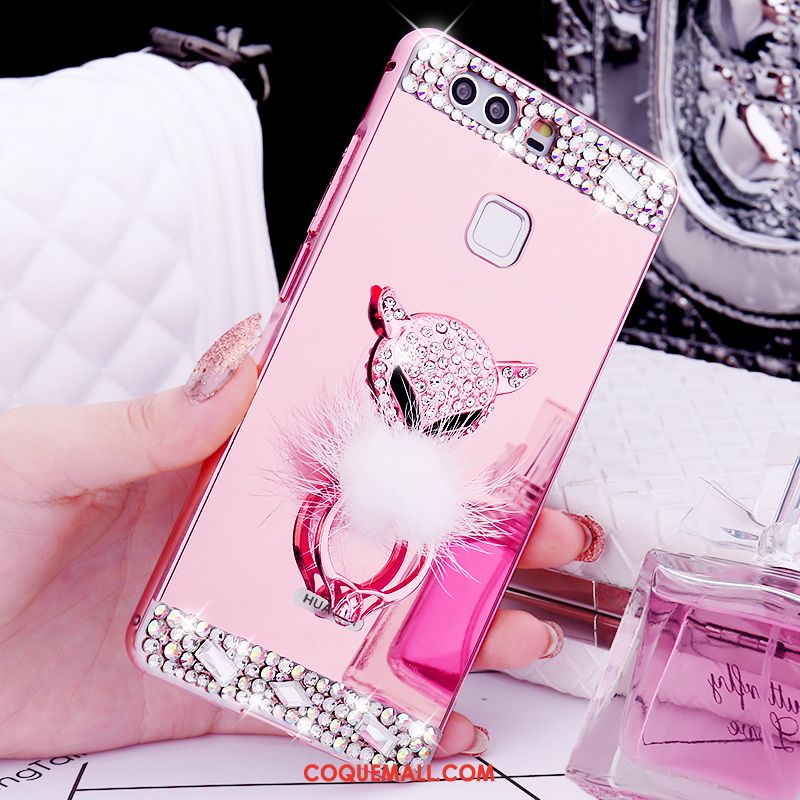 Étui Huawei P9 Plus Incassable Téléphone Portable Or Rose, Coque Huawei P9 Plus Strass Métal