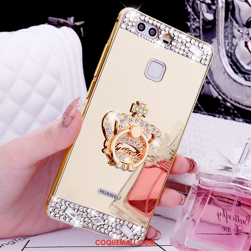 Étui Huawei P9 Plus Incassable Téléphone Portable Or Rose, Coque Huawei P9 Plus Strass Métal