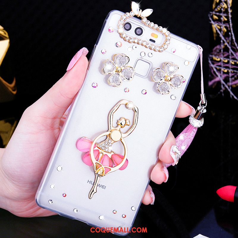 Étui Huawei P9 Plus Noir Pu Fluide Doux, Coque Huawei P9 Plus Téléphone Portable Strass