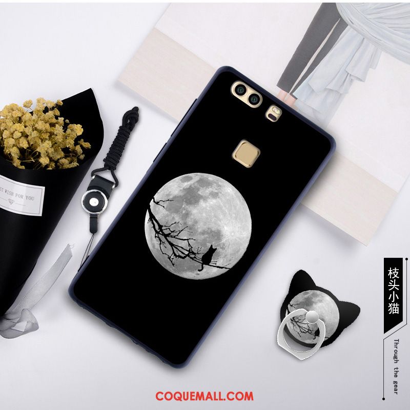 Étui Huawei P9 Plus Ornements Suspendus Anneau Tempérer, Coque Huawei P9 Plus Membrane Silicone