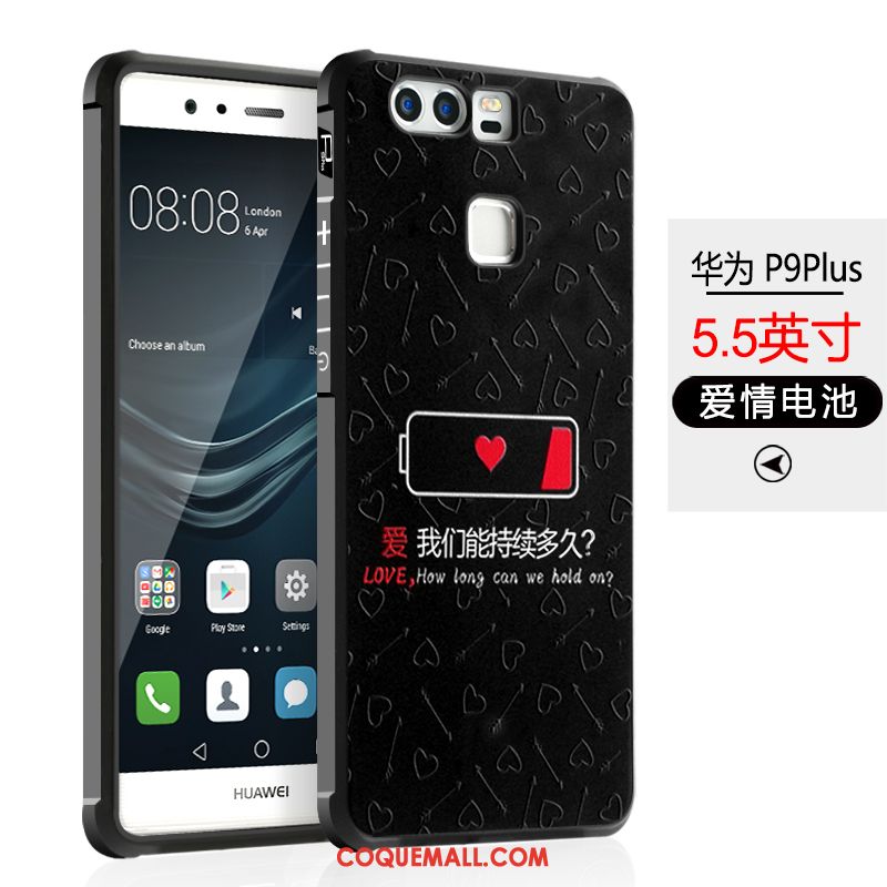Étui Huawei P9 Plus Pu Téléphone Portable Dessin Animé, Coque Huawei P9 Plus Personnalité Noir