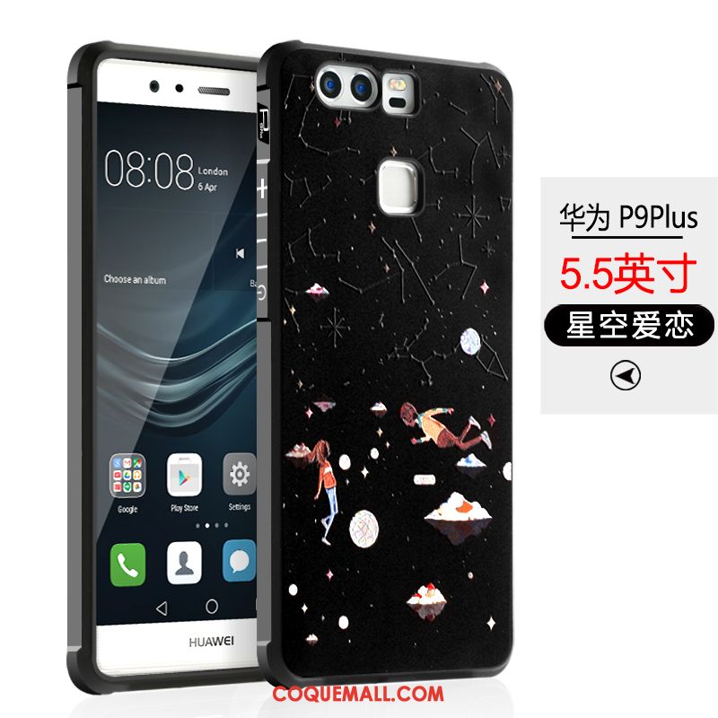 Étui Huawei P9 Plus Pu Téléphone Portable Dessin Animé, Coque Huawei P9 Plus Personnalité Noir