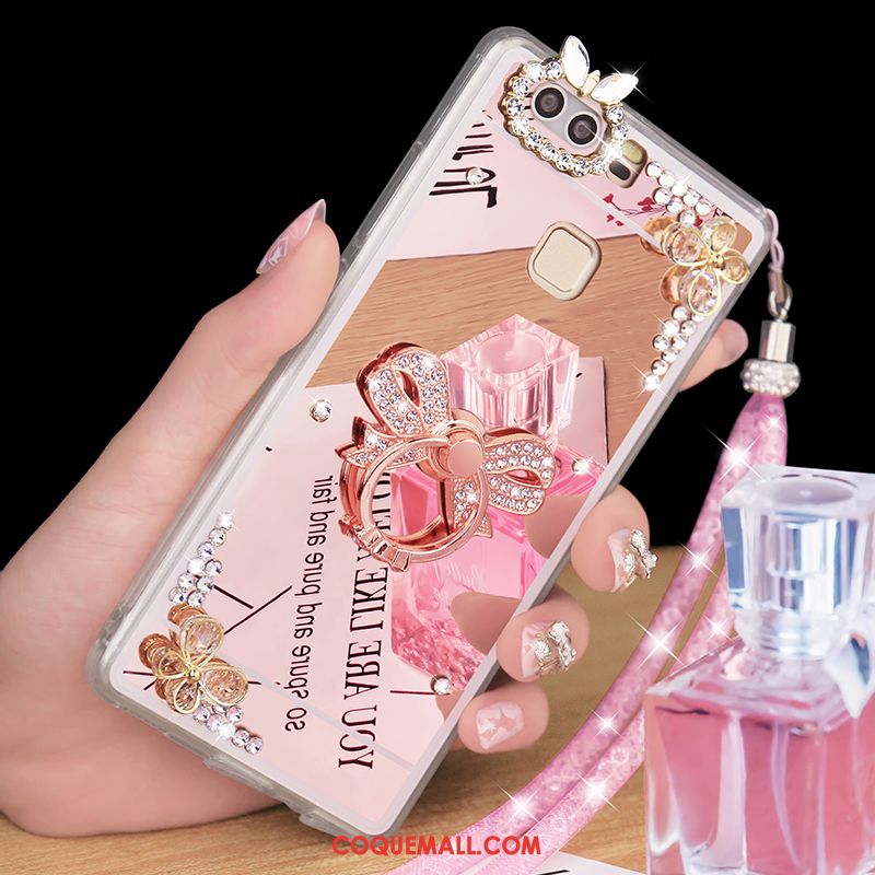 Étui Huawei P9 Plus Tendance Strass Miroir, Coque Huawei P9 Plus Support Téléphone Portable