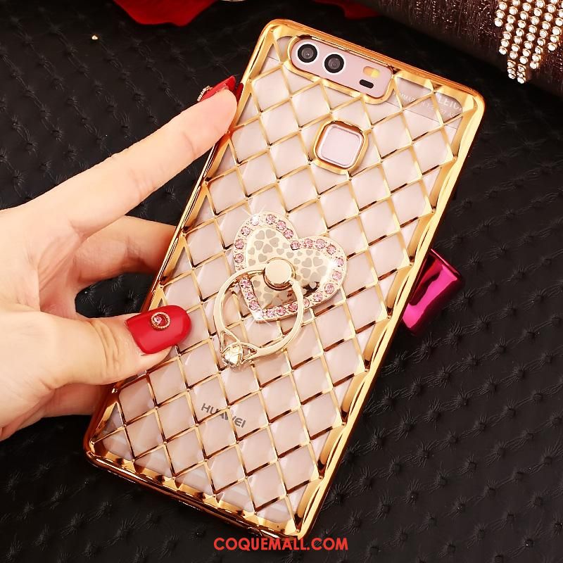 Étui Huawei P9 Plus Téléphone Portable Or Rose Rose, Coque Huawei P9 Plus Incruster Strass Fluide Doux