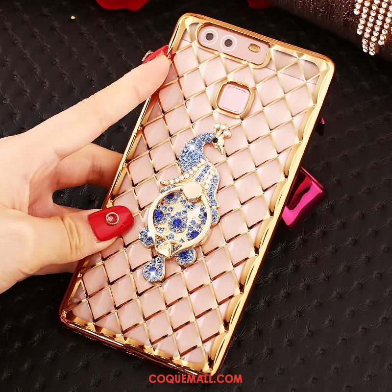 Étui Huawei P9 Plus Téléphone Portable Or Rose Rose, Coque Huawei P9 Plus Incruster Strass Fluide Doux