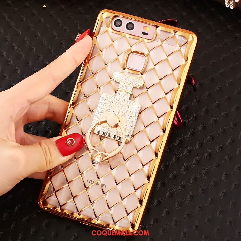 Étui Huawei P9 Plus Téléphone Portable Or Rose Rose, Coque Huawei P9 Plus Incruster Strass Fluide Doux