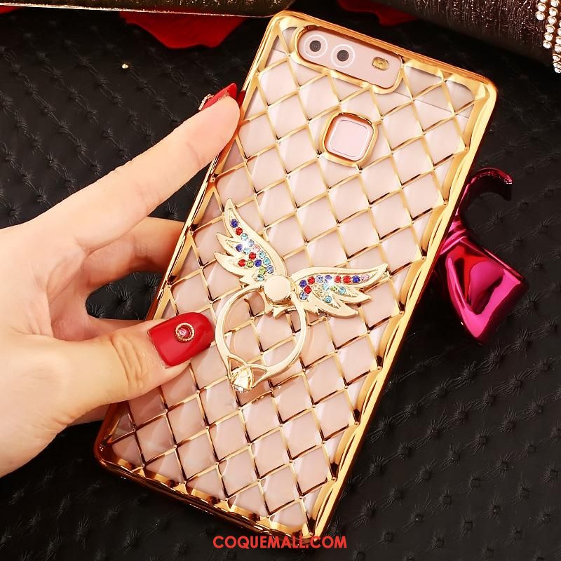 Étui Huawei P9 Plus Téléphone Portable Or Rose Rose, Coque Huawei P9 Plus Incruster Strass Fluide Doux