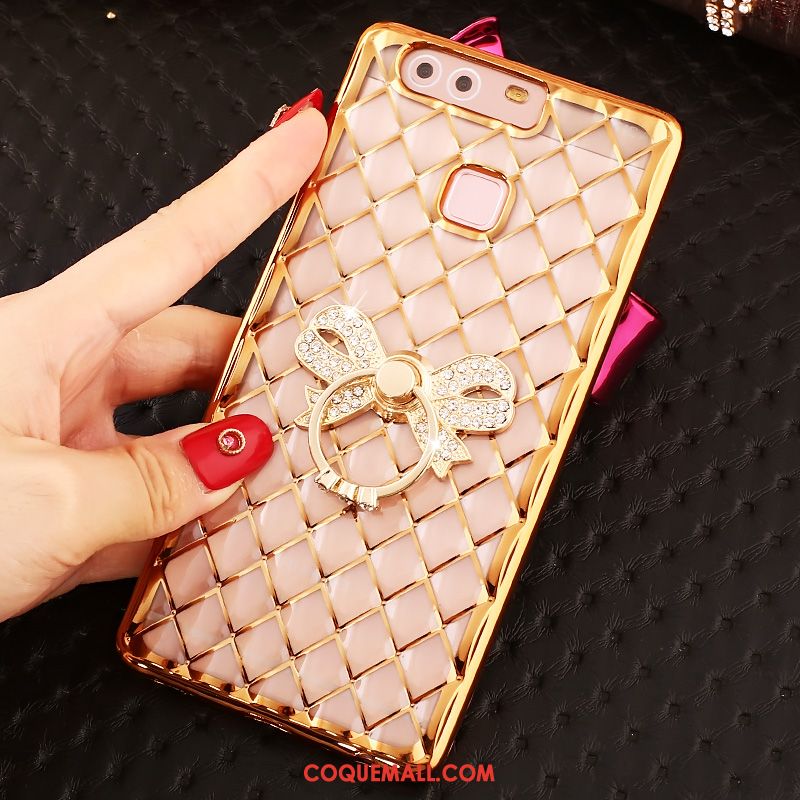 Étui Huawei P9 Plus Téléphone Portable Or Rose Rose, Coque Huawei P9 Plus Incruster Strass Fluide Doux