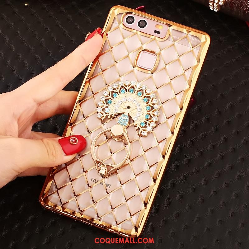 Étui Huawei P9 Plus Téléphone Portable Or Rose Rose, Coque Huawei P9 Plus Incruster Strass Fluide Doux