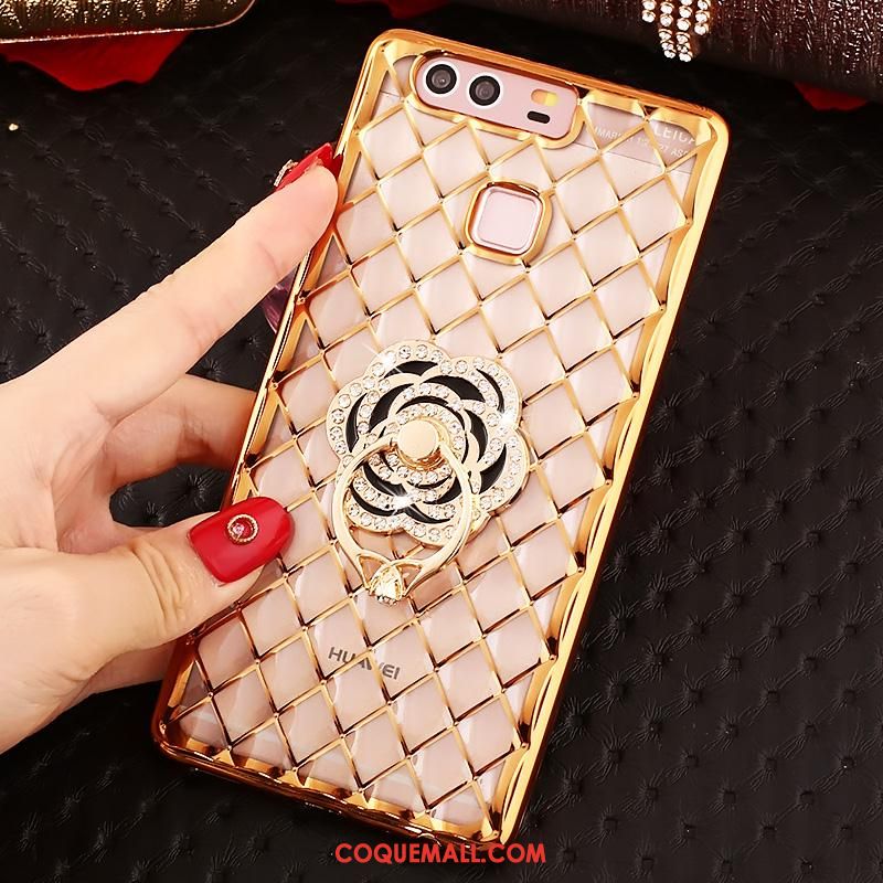 Étui Huawei P9 Plus Téléphone Portable Or Rose Rose, Coque Huawei P9 Plus Incruster Strass Fluide Doux