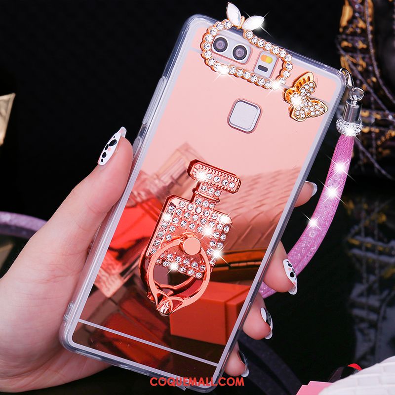 Étui Huawei P9 Plus Téléphone Portable Strass Paon, Coque Huawei P9 Plus Tendance Pu Champagner Farbe