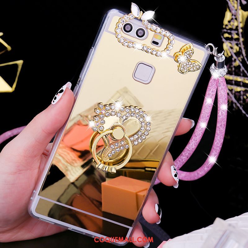 Étui Huawei P9 Plus Téléphone Portable Strass Paon, Coque Huawei P9 Plus Tendance Pu Champagner Farbe