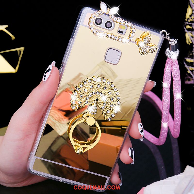 Étui Huawei P9 Plus Téléphone Portable Strass Paon, Coque Huawei P9 Plus Tendance Pu Champagner Farbe