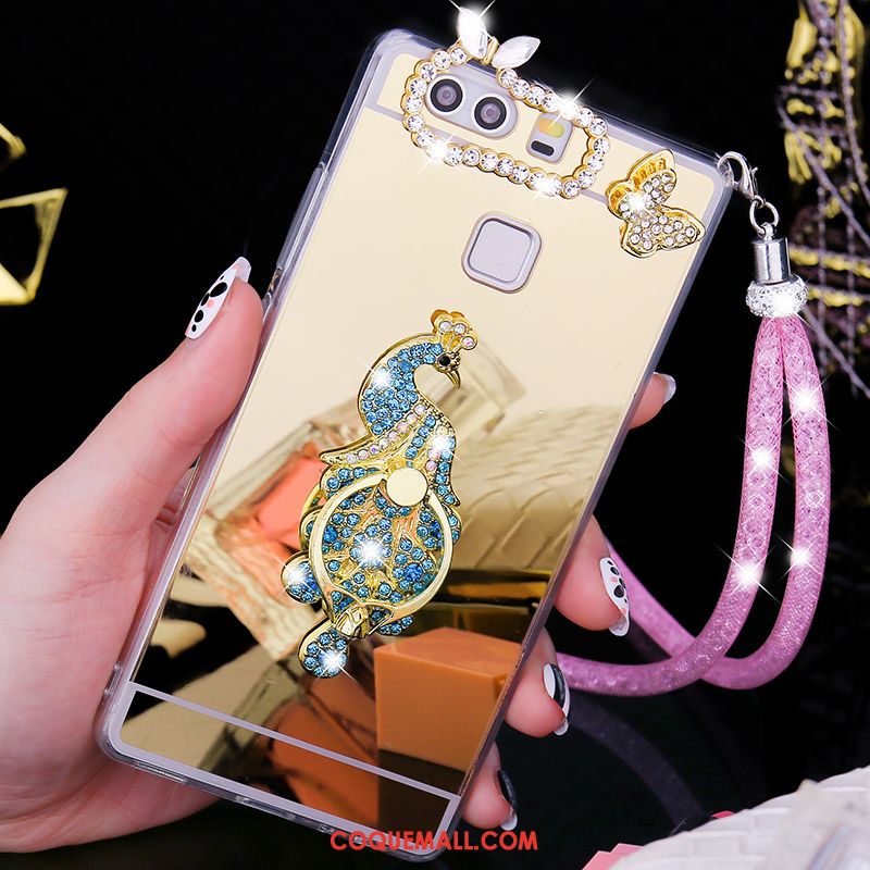 Étui Huawei P9 Plus Téléphone Portable Strass Paon, Coque Huawei P9 Plus Tendance Pu Champagner Farbe