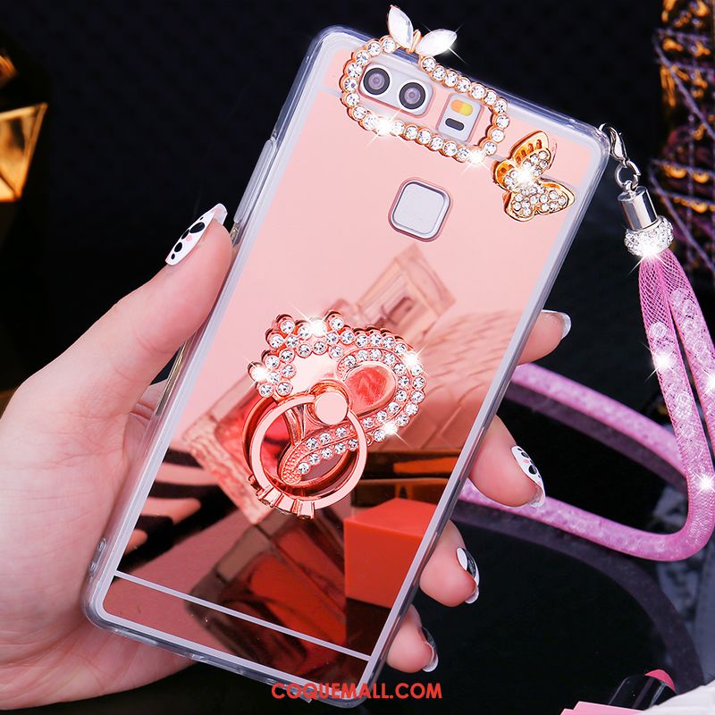 Étui Huawei P9 Plus Téléphone Portable Strass Paon, Coque Huawei P9 Plus Tendance Pu Champagner Farbe