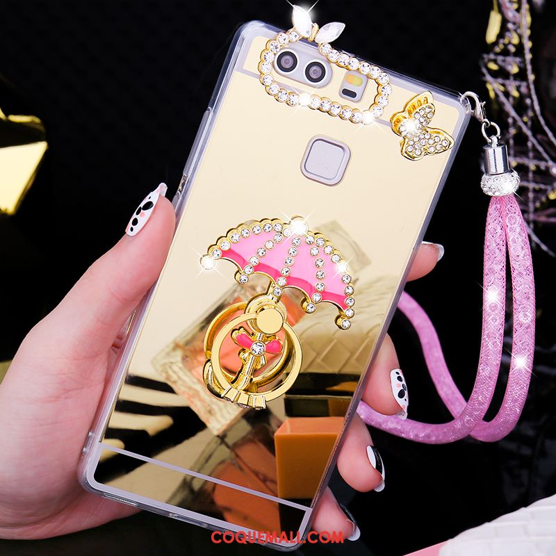 Étui Huawei P9 Plus Téléphone Portable Strass Paon, Coque Huawei P9 Plus Tendance Pu Champagner Farbe