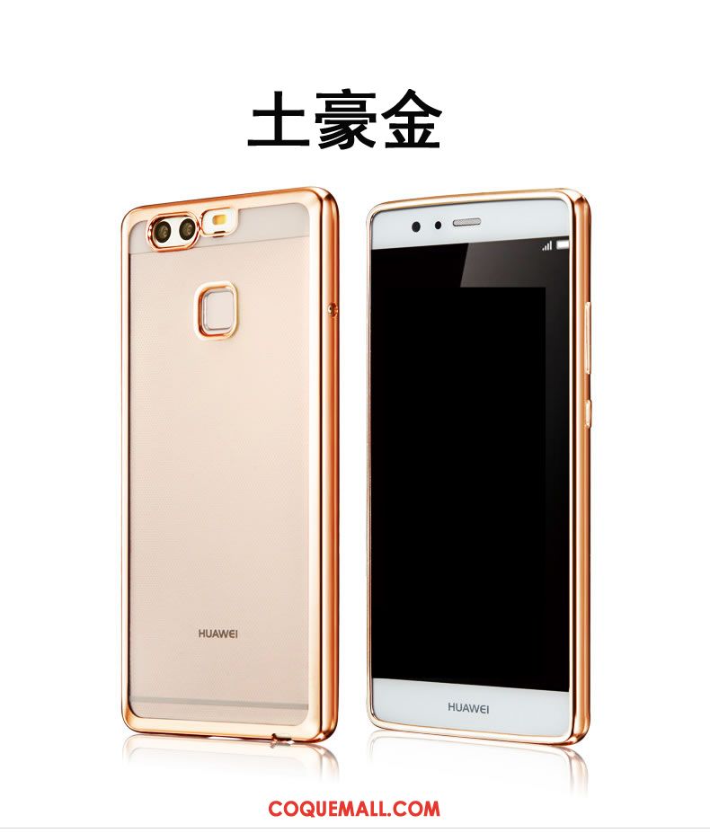 Étui Huawei P9 Protection Silicone Haute, Coque Huawei P9 Incassable Or