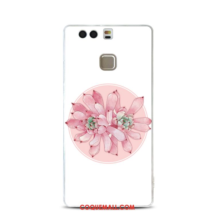 Étui Huawei P9 Silicone Rose Protection, Coque Huawei P9 Fleur Rose