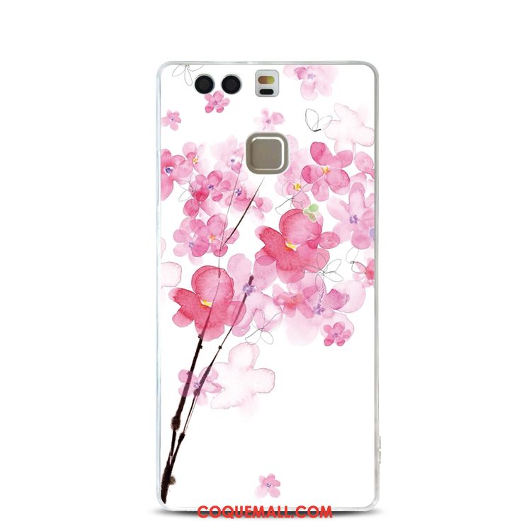 Étui Huawei P9 Silicone Rose Protection, Coque Huawei P9 Fleur Rose