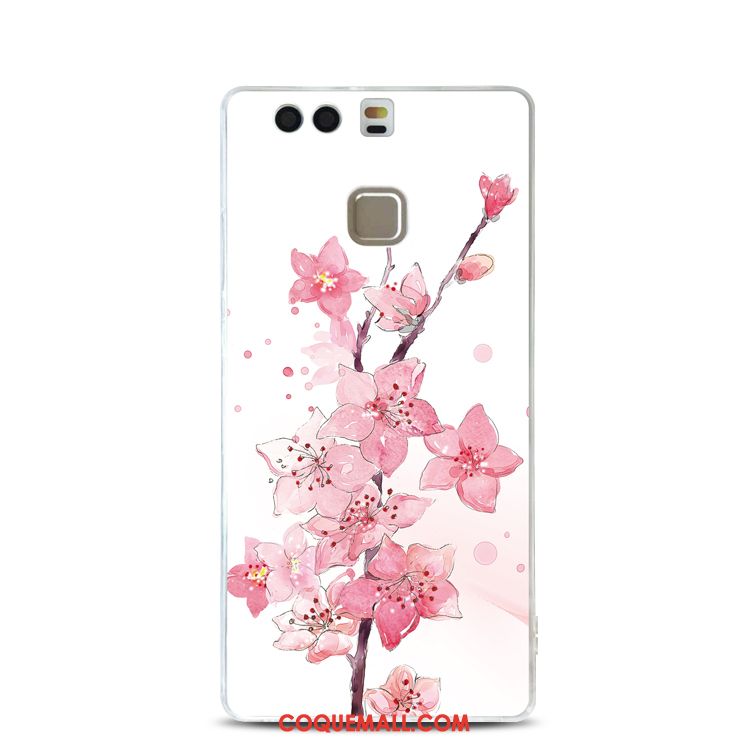 Étui Huawei P9 Silicone Rose Protection, Coque Huawei P9 Fleur Rose