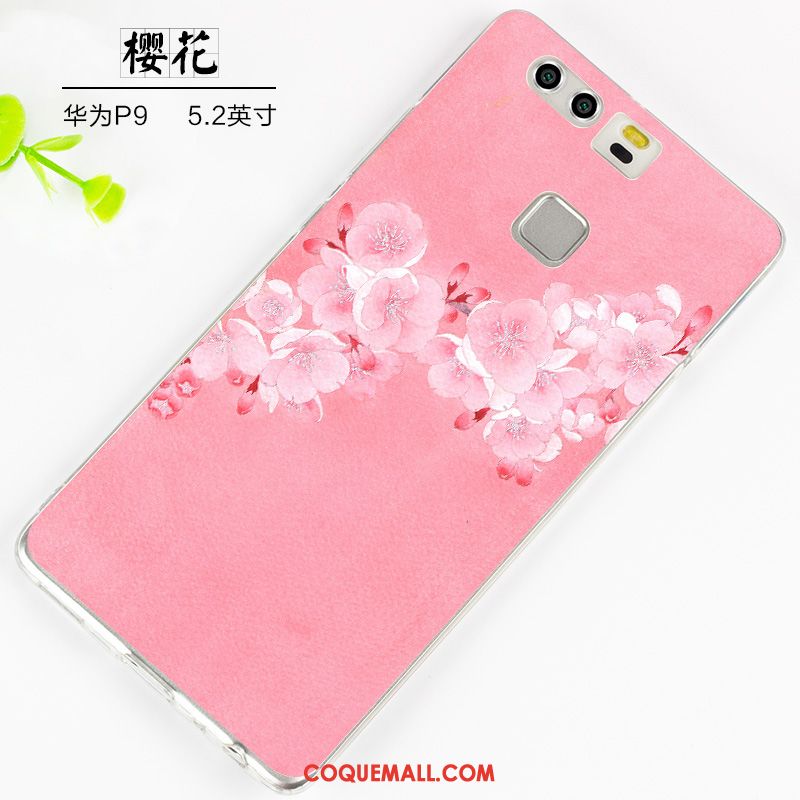 Étui Huawei P9 Téléphone Portable Incassable Fluide Doux, Coque Huawei P9 Blanc Créatif
