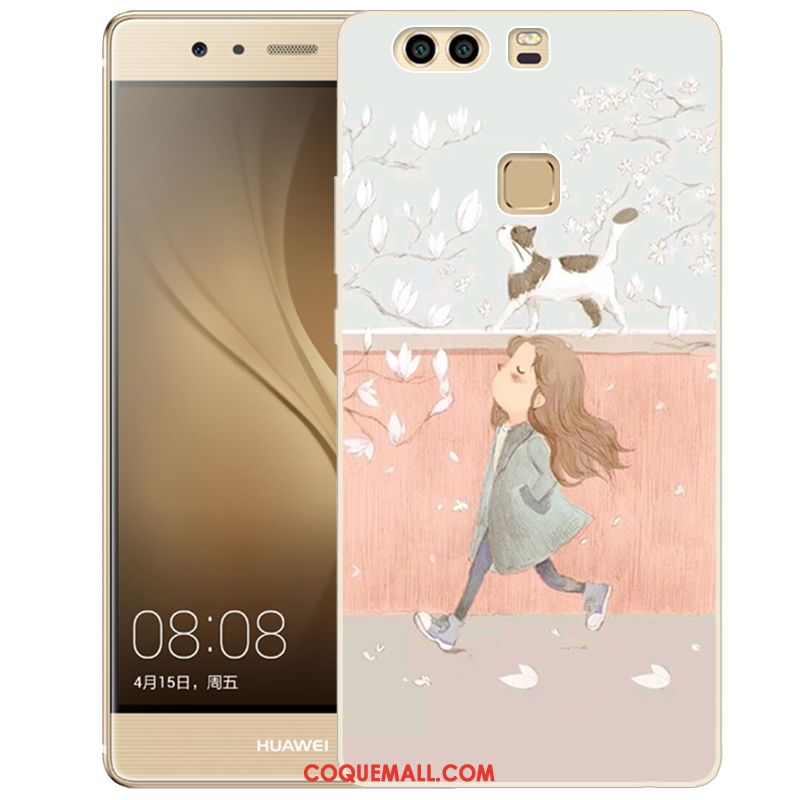 Étui Huawei P9 Téléphone Portable Peinture Rose, Coque Huawei P9 Fluide Doux Gaufrage