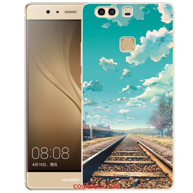 Étui Huawei P9 Téléphone Portable Peinture Rose, Coque Huawei P9 Fluide Doux Gaufrage