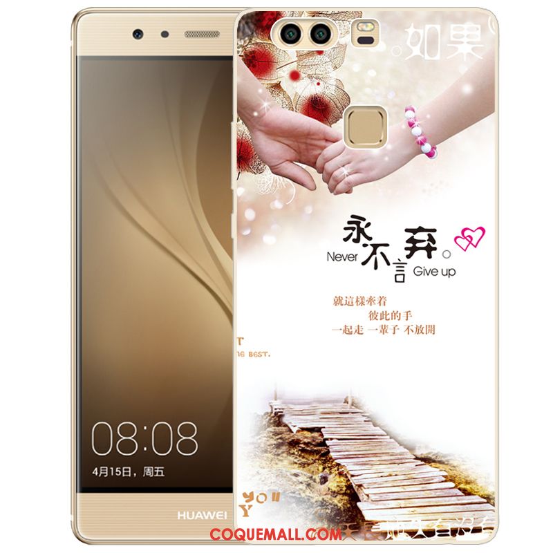 Étui Huawei P9 Téléphone Portable Peinture Rose, Coque Huawei P9 Fluide Doux Gaufrage