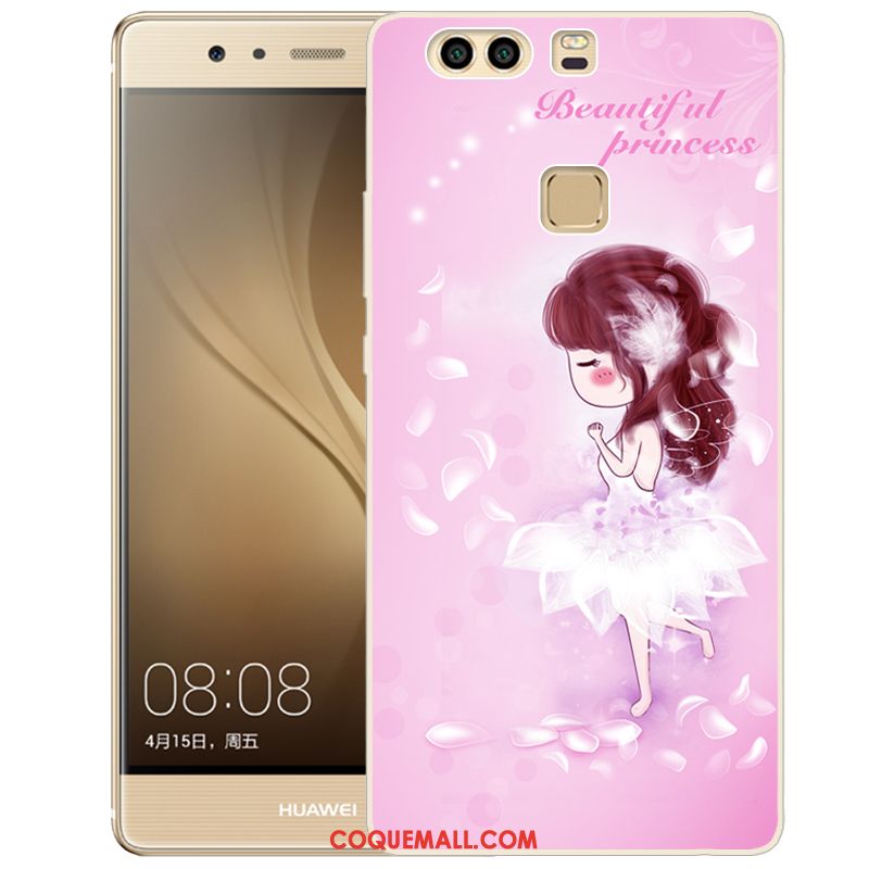 Étui Huawei P9 Téléphone Portable Peinture Rose, Coque Huawei P9 Fluide Doux Gaufrage