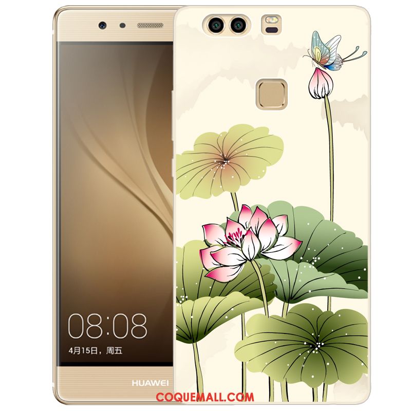 Étui Huawei P9 Téléphone Portable Peinture Rose, Coque Huawei P9 Fluide Doux Gaufrage