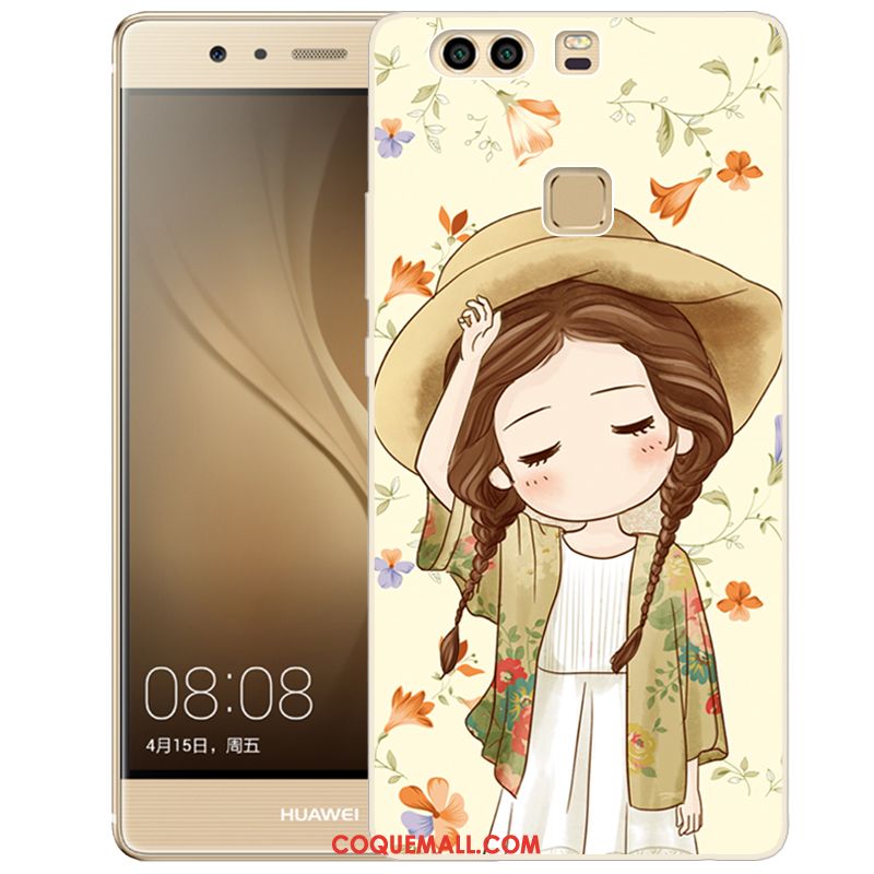 Étui Huawei P9 Téléphone Portable Peinture Rose, Coque Huawei P9 Fluide Doux Gaufrage