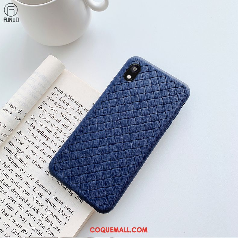 Étui Huawei Y5 2019 Bleu Tissage Business, Coque Huawei Y5 2019 Fluide Doux Respirant