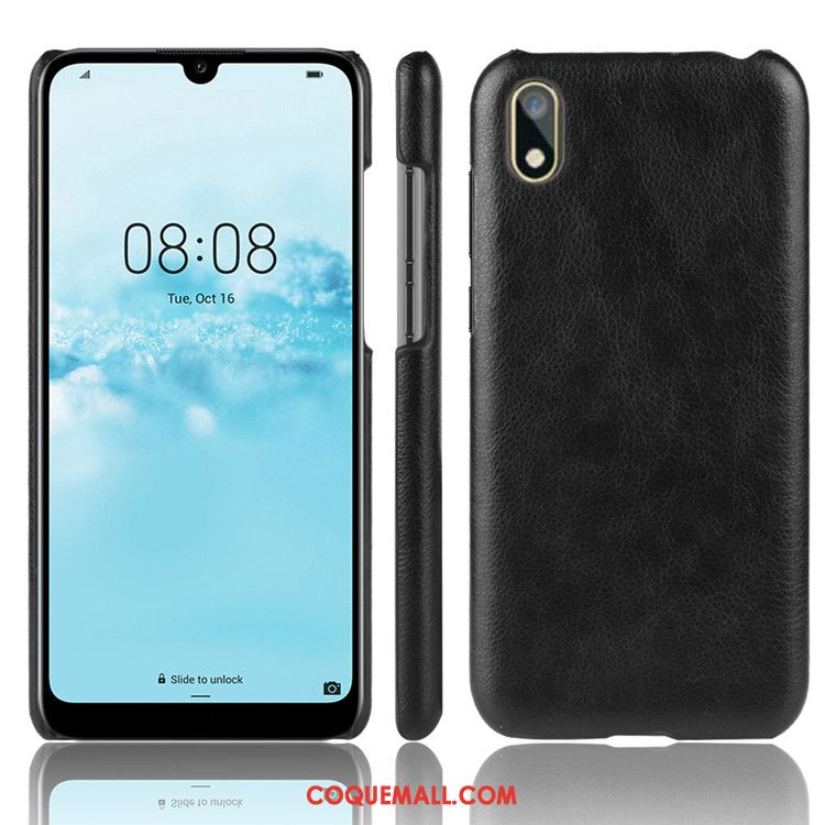 Étui Huawei Y5 2019 Gris Protection Litchi, Coque Huawei Y5 2019 Difficile Cuir