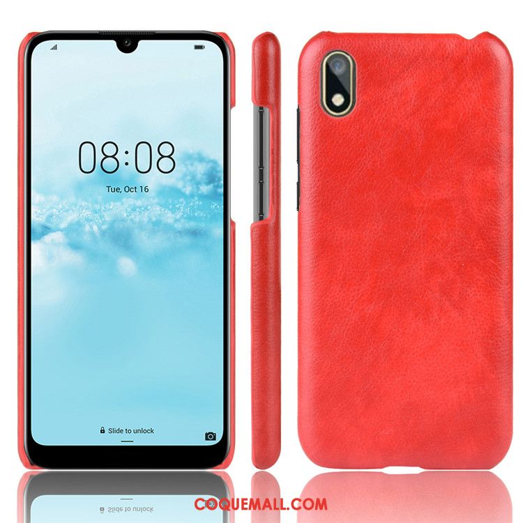 Étui Huawei Y5 2019 Gris Protection Litchi, Coque Huawei Y5 2019 Difficile Cuir