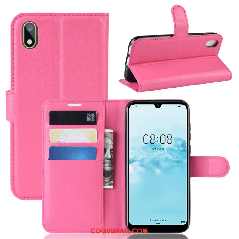 Étui Huawei Y5 2019 Incassable Rouge Support, Coque Huawei Y5 2019 Rose Protection