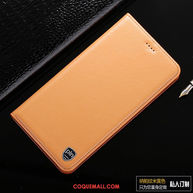 Étui Huawei Y5 2019 Modèle Fleurie En Cuir Téléphone Portable, Coque Huawei Y5 2019 Cuir Véritable Jaune Beige