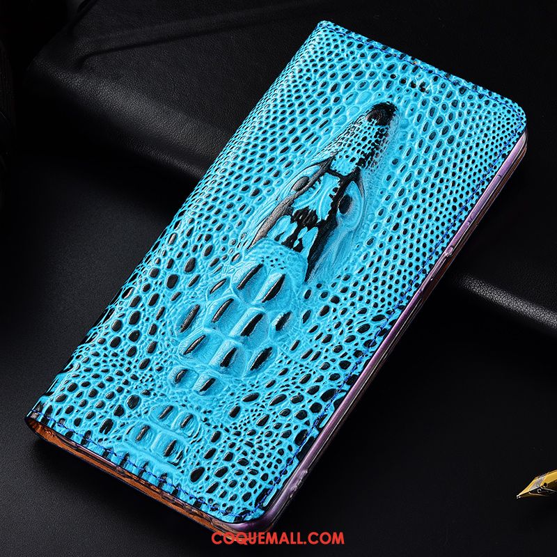 Étui Huawei Y5 2019 Noir Cuir Véritable Protection, Coque Huawei Y5 2019 Crocodile Téléphone Portable