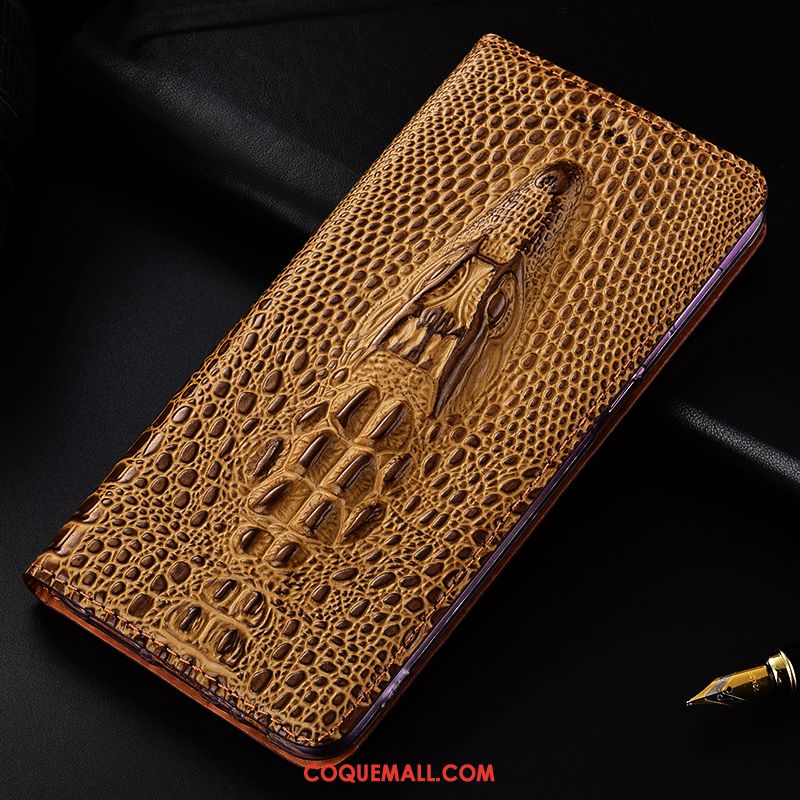 Étui Huawei Y5 2019 Noir Cuir Véritable Protection, Coque Huawei Y5 2019 Crocodile Téléphone Portable