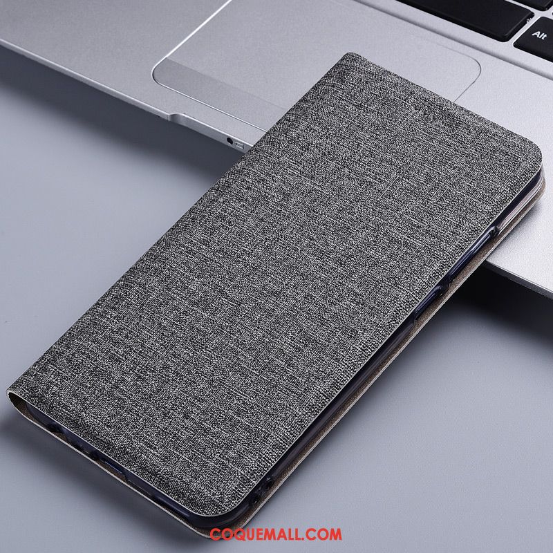 Étui Huawei Y5 2019 Noir En Cuir Lin, Coque Huawei Y5 2019 Téléphone Portable