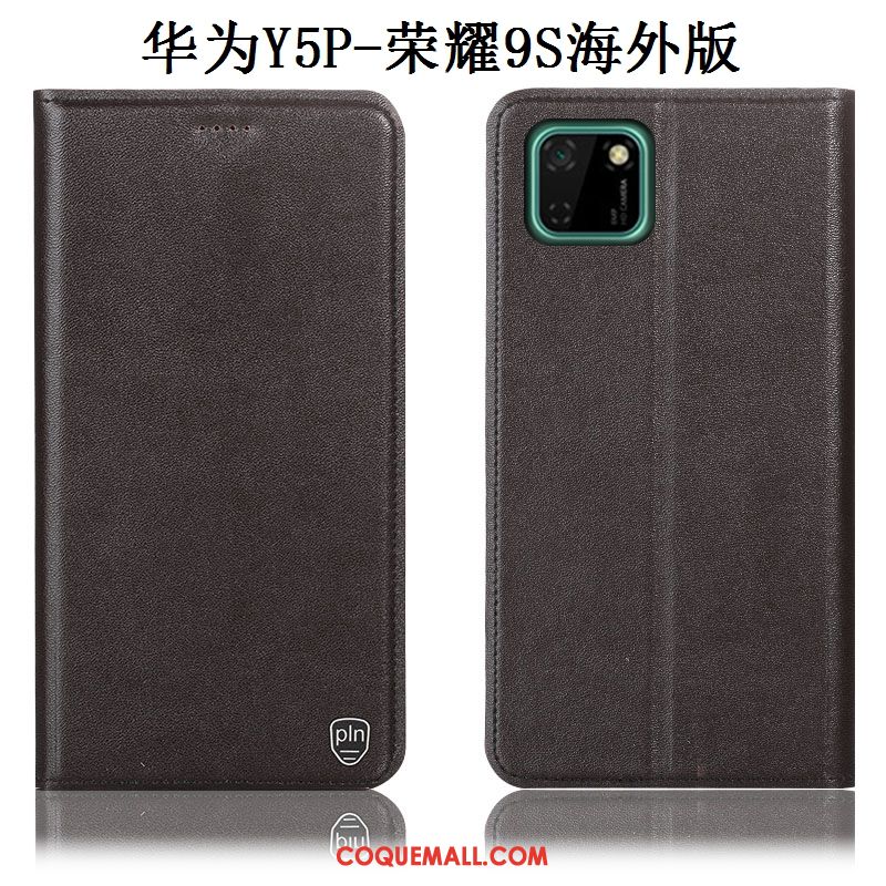 Étui Huawei Y5p En Cuir Jaune Protection, Coque Huawei Y5p Téléphone Portable Incassable