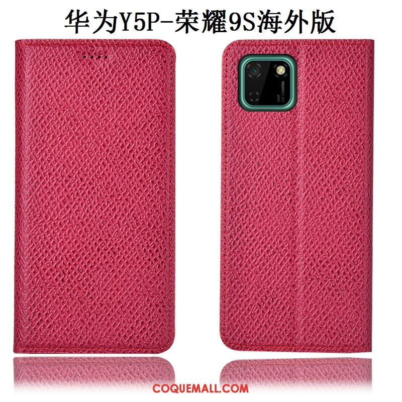 Étui Huawei Y5p Modèle Fleurie Protection Incassable, Coque Huawei Y5p Rouge Téléphone Portable